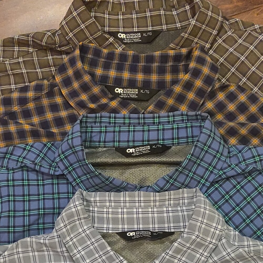 Outdoor Research Mixed Plaid Button-Down Shirts - Brown, Navy, Blue, Gray